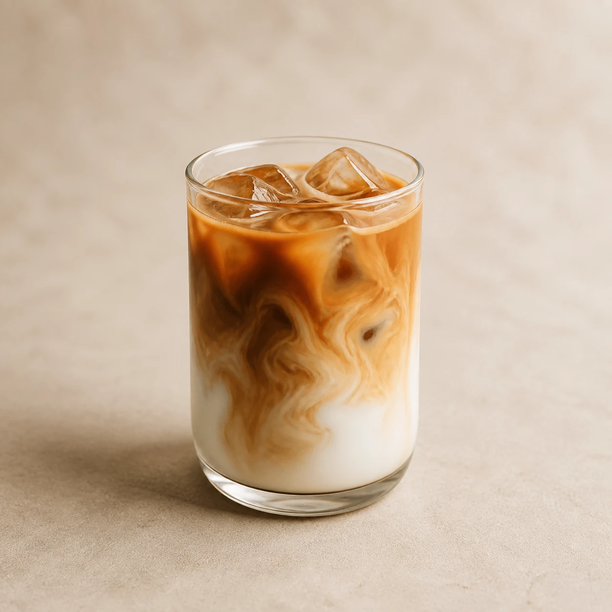 Realistic studio food card for Zerno Iced Latte, a fictional coffee item.