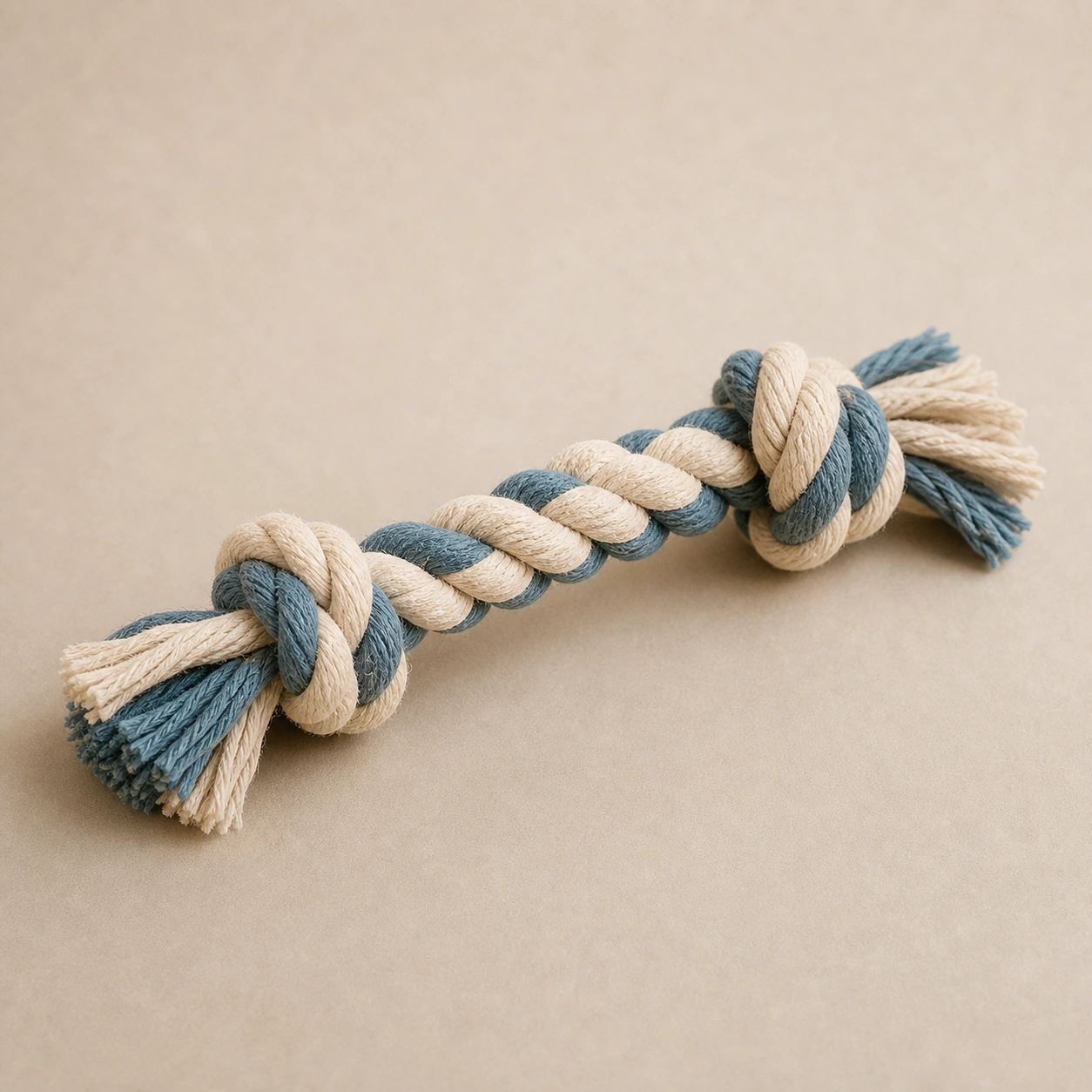 Realistic studio product card for Braided Rope Toy, a fictional pet toy item.