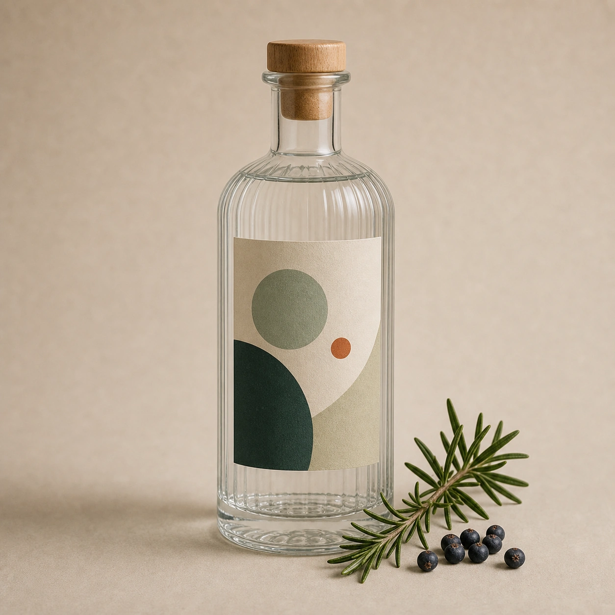 Realistic studio food card for Botanical Dry Gin, a fictional gin item.