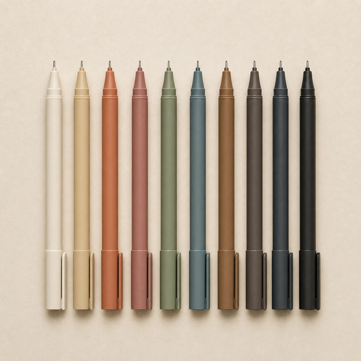 Realistic studio product card for Inka Fineliner Set, a fictional stationery item.