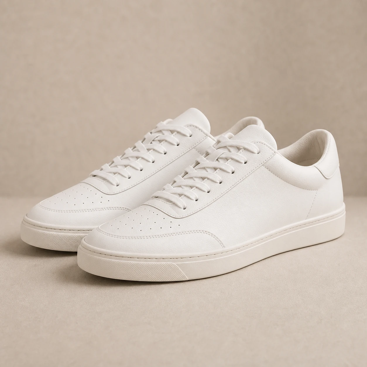 Realistic studio product card for Strade Court Low, a fictional footwear item.