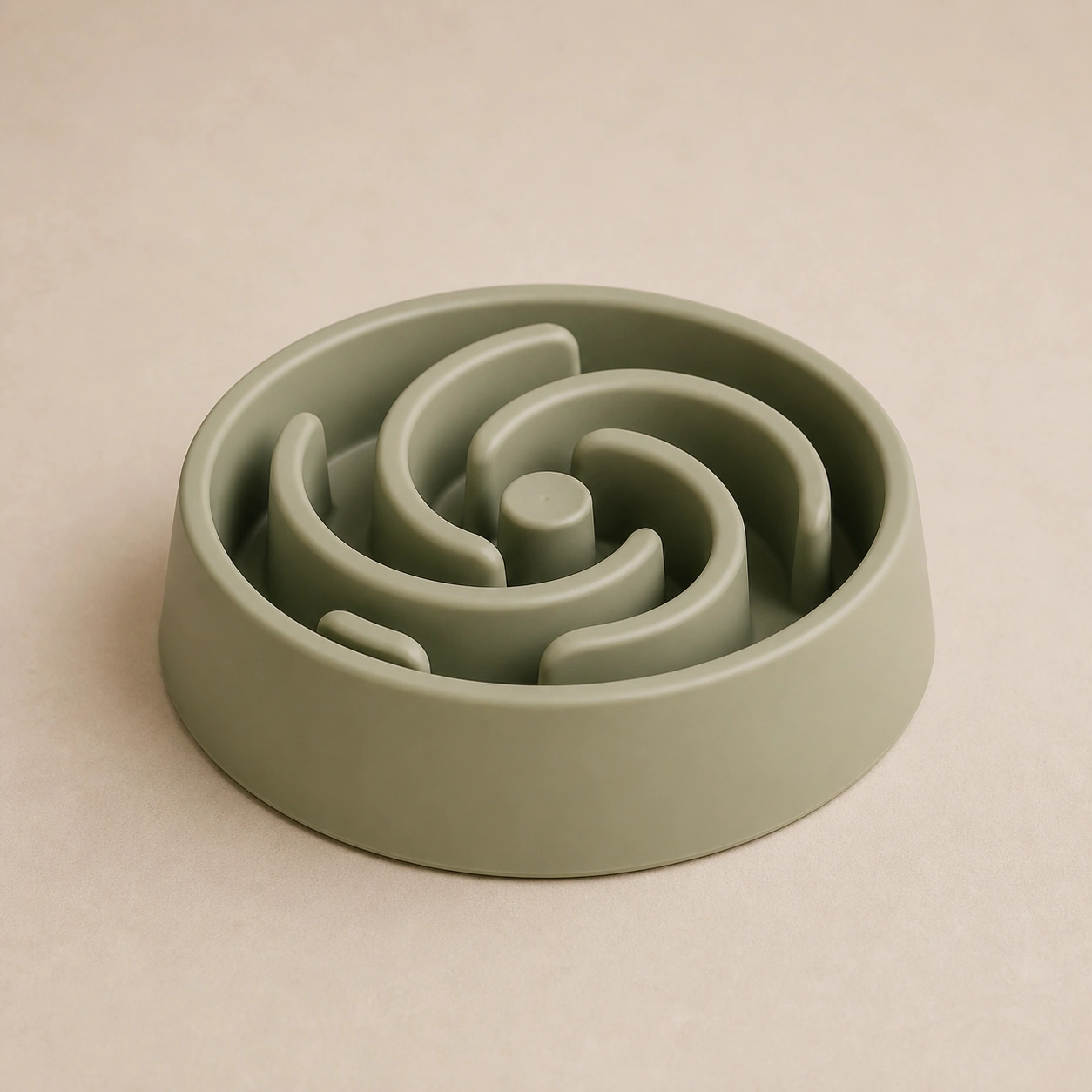 Realistic studio product card for Slow-Feeder Bowl, a fictional pet bowl item.
